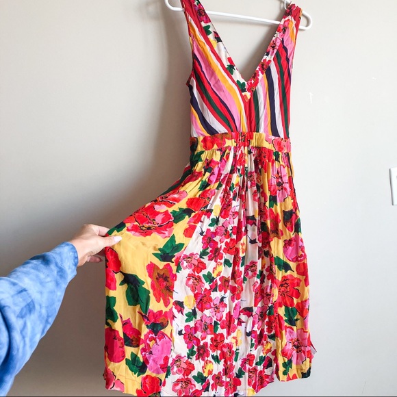 Frogbox Swiss Floral Striped Vneck Dress - Picture 3 of 6